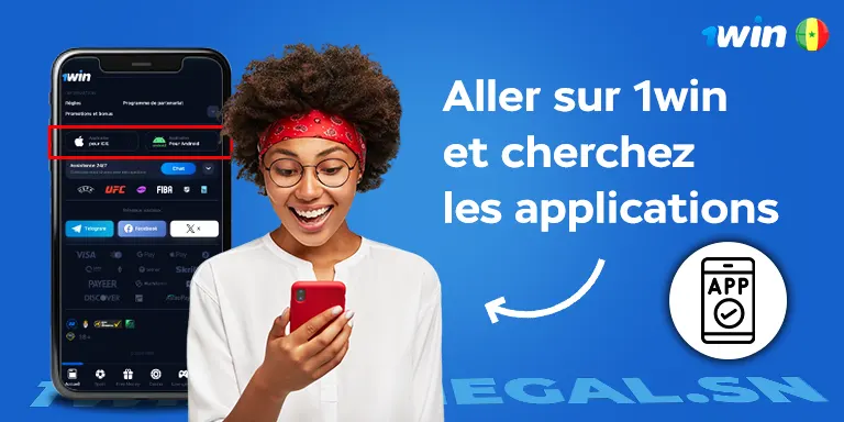 Aller sur 1win et cherchez les applications