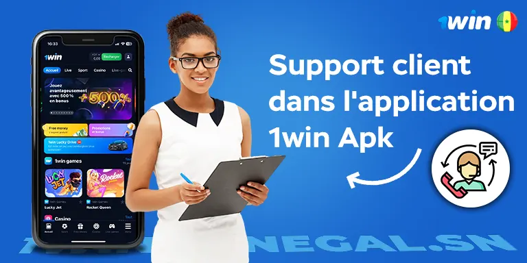 Support client dans l'application 1win Apk