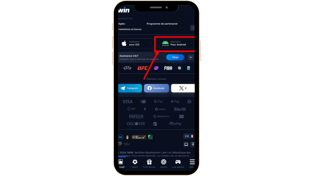 Télécharger 1win Sénégal apk sur Android