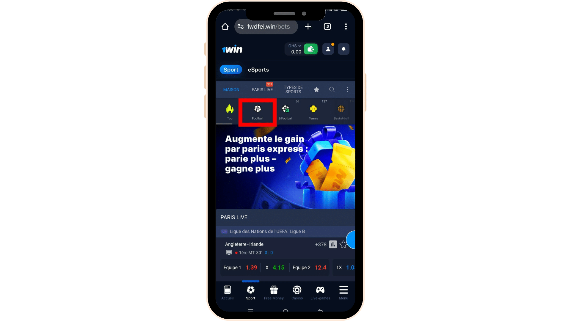Parier sur 1win Sénégal APK