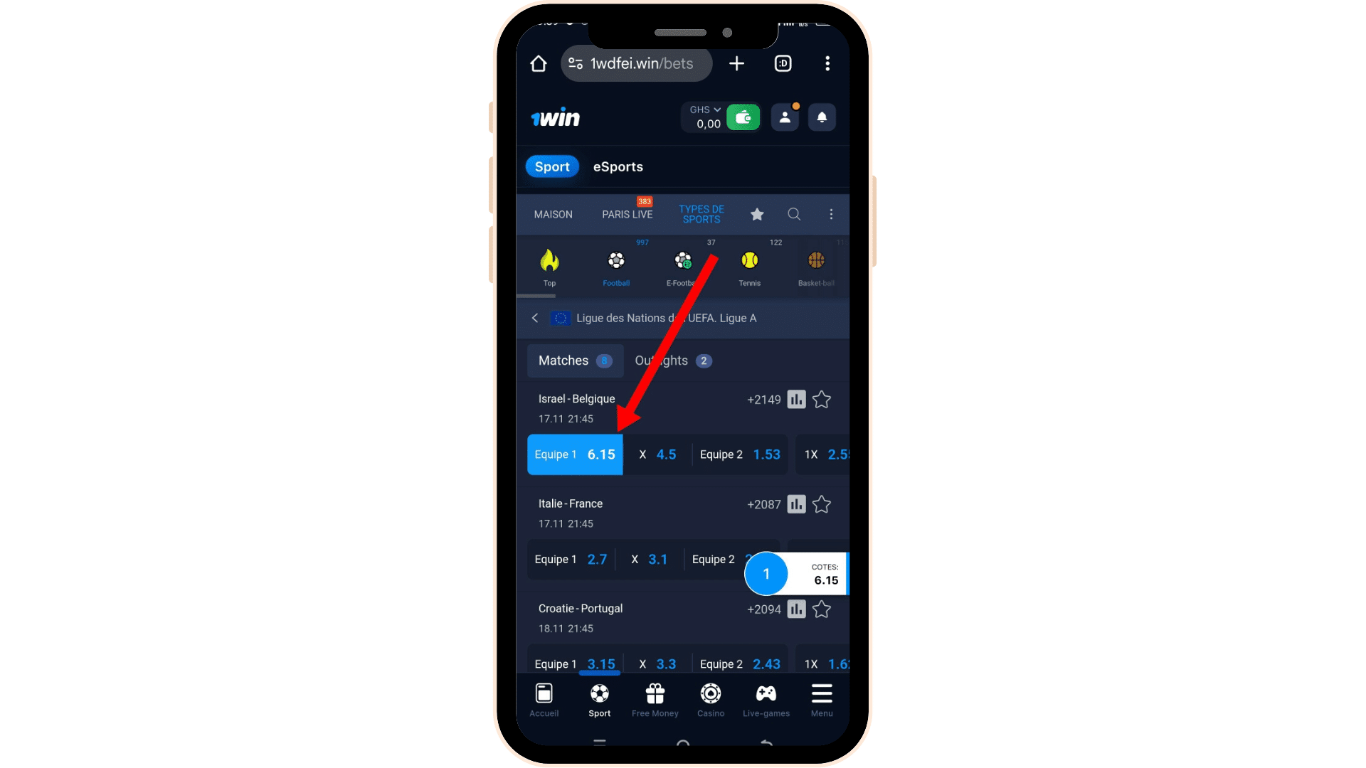 Parier sur 1win Sn apk
