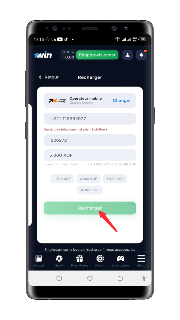 confirmer le dépôt orange money Sénégal
