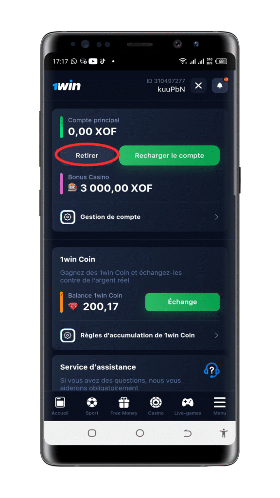 ici Accéder à la section "retirer"