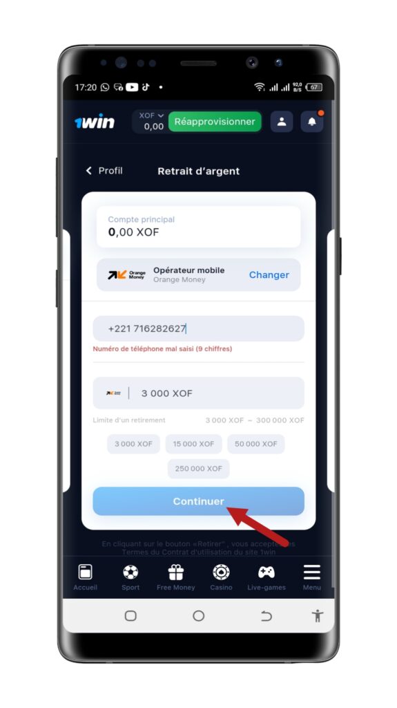 ici Finalisation de la transaction
