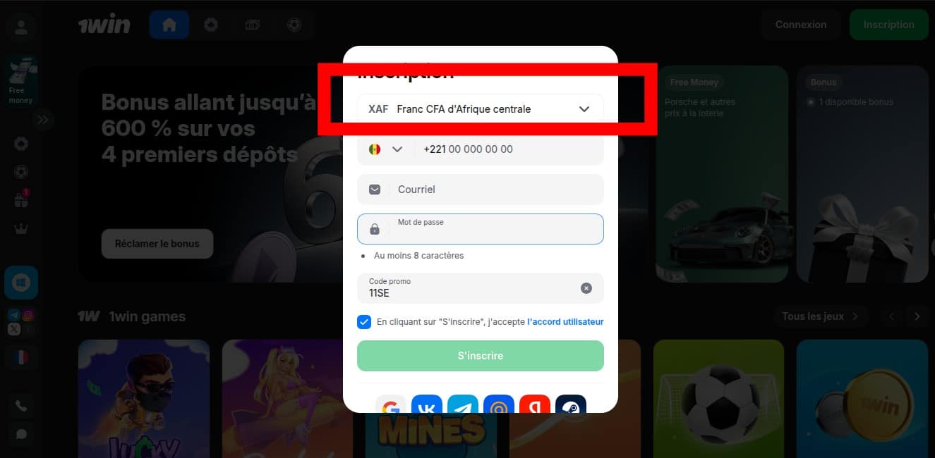 choisir inscription par reseau social