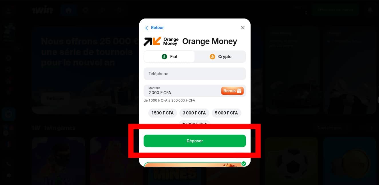 cliquez sur le bouton déposer