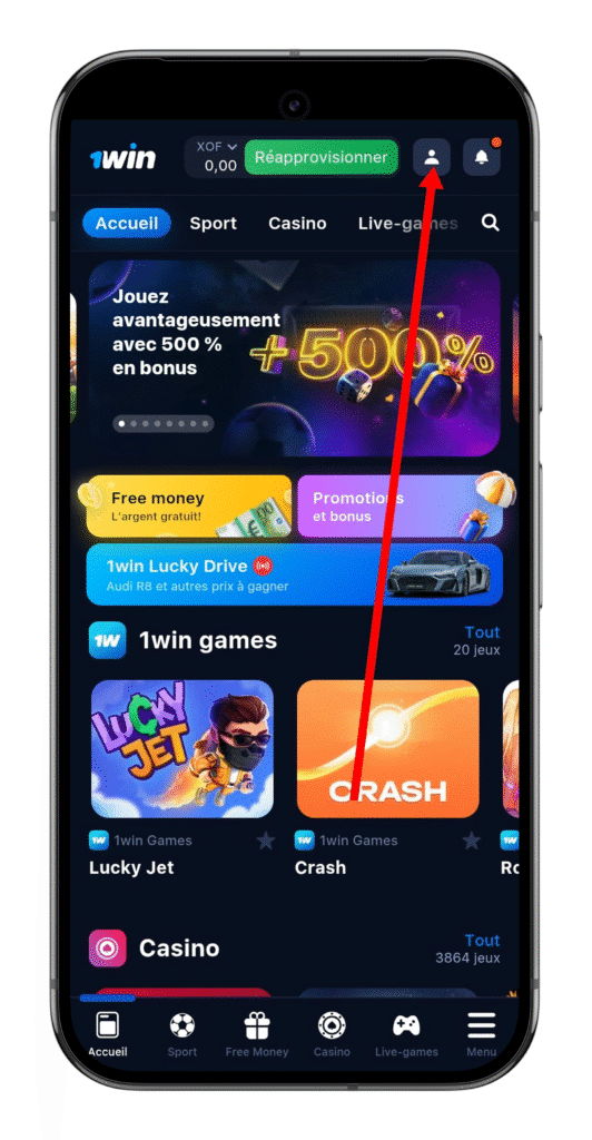 accédez à votre profil 1win Sénégal