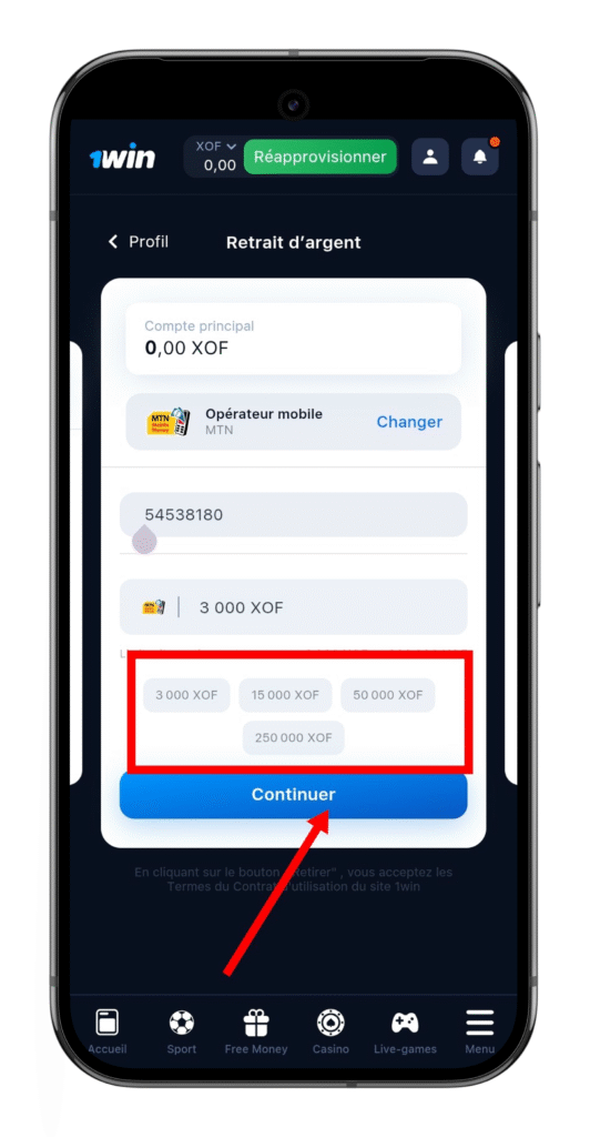 Validez le retrait sur 1win Sénégal