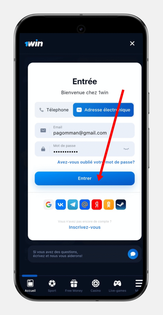 Validez vos informations de connexion